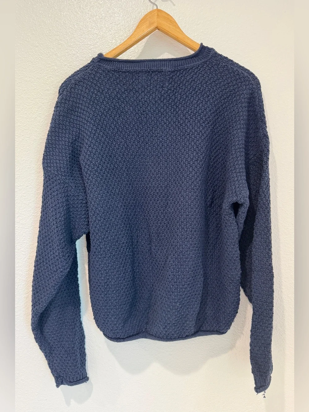 Vintage Woolrich USA Cabin Core Navy Heavyweight Open Knit Crewneck Sweater M
